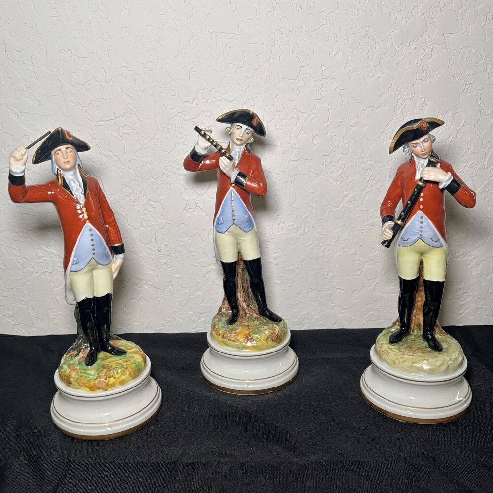 Spanish Military Band Hand Painted Porcelain Figurines 18thc Spain Rare